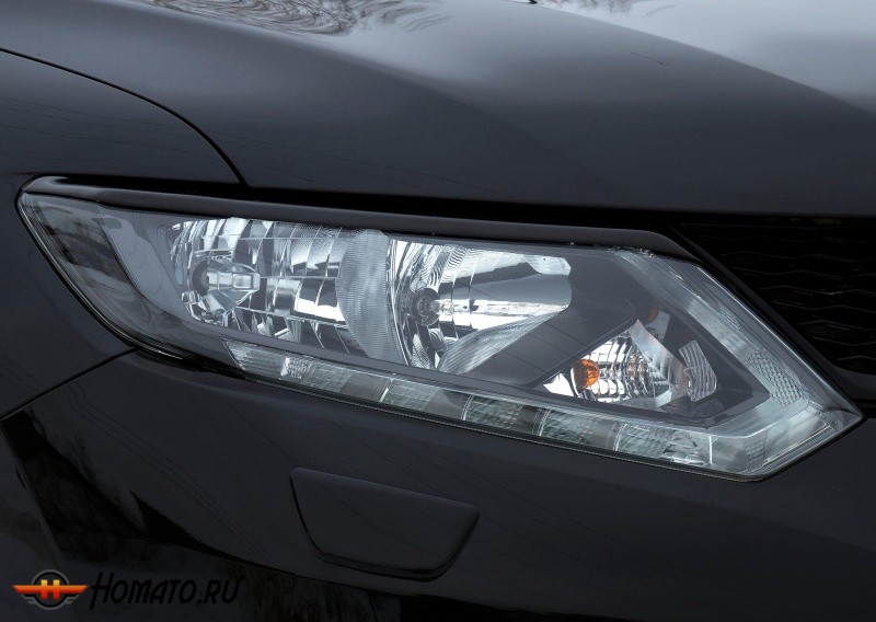 Накладки на передние фары (реснички) Nissan X-trail (T32) 2015+ | глянец (под покраску)