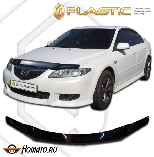 Дефлектор капота Mazda 6 2002-2008 (GG3S, GGES) | черный