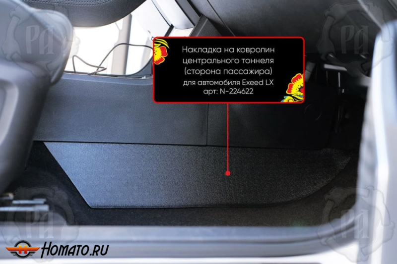 Накладка на ковролин центрального тоннеля Chery Tiggo 4 Pro 2022+ | пассажирская