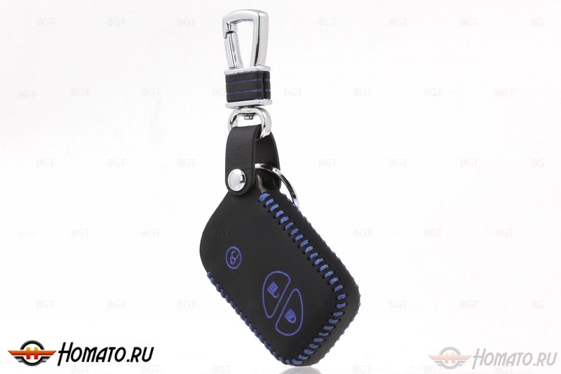 Чехол с карабином для ключа Lexus (Брелок) "String", Цвет кожи: Черный