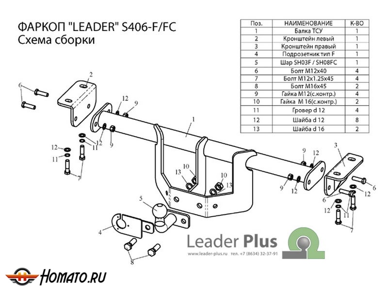Фаркоп SUZUKI GRAND VITARA (5 дверей) 2005-2016 | шар F - кованый | Лидер Плюс | S406-F