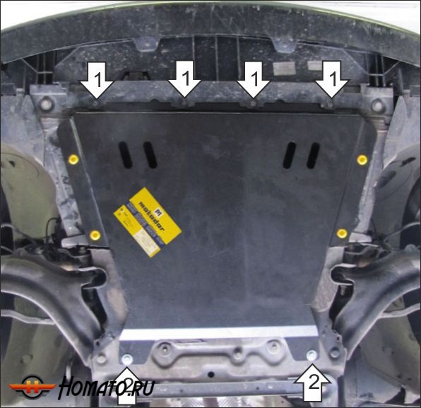 Защита картера Renault Kangoo 2013-2017 | двигатель + КПП, 2 мм, сталь | MOTODOR | 71709