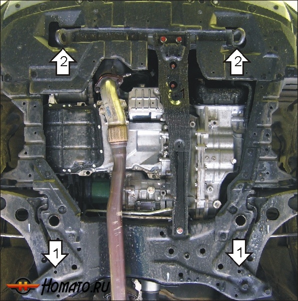 Защита картера Citroen C-Crosser 2007-2012 | двигатель + КПП, 2 мм, сталь | MOTODOR | 01324