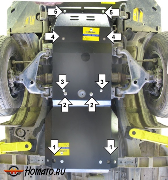 Защита картера Toyota Hilux 2008-2011 | двигатель + КПП + радиатор, 3 мм, сталь | MOTODOR | 12514