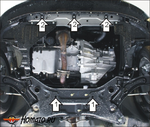 Защита картера Suzuki Swift 2005-2010 | двигатель + КПП, 2 мм, сталь | MOTODOR | 02410
