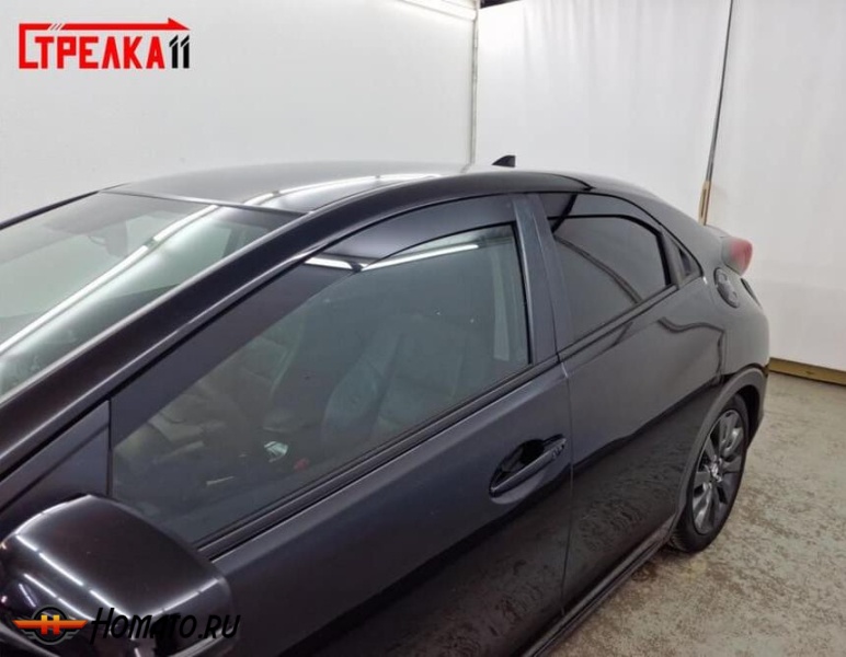 Дефлекторы Honda Civic 9 (5D) 2012+ | из 4 частей, премиум, плоские, 2D