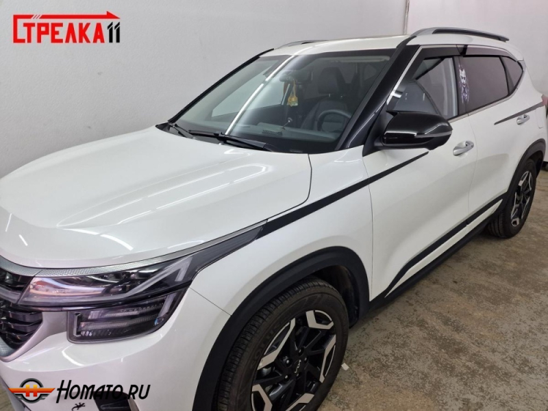 Накладки на передние двери и крылья для Kia Seltos 2020+ | 4 штуки, декор