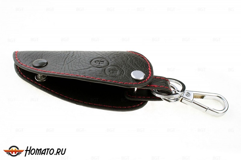 Чехол для ключа Nissan «Брелок», Кожаный, Цвет нити: Красный