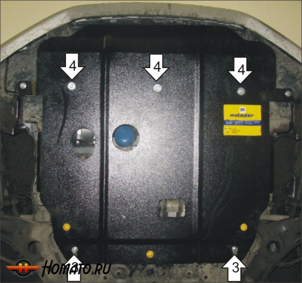 Защита картера Hyundai i30 2011-2015 | двигатель + КПП, 2 мм, сталь | MOTODOR | 00936