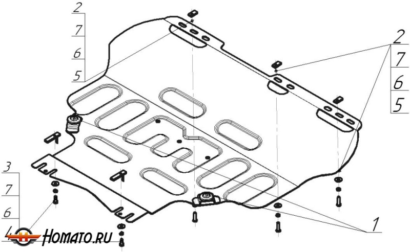 Защита картера Ford Focus 2008-2010 | двигатель + КПП, 2 мм, сталь | MOTODOR | 70747