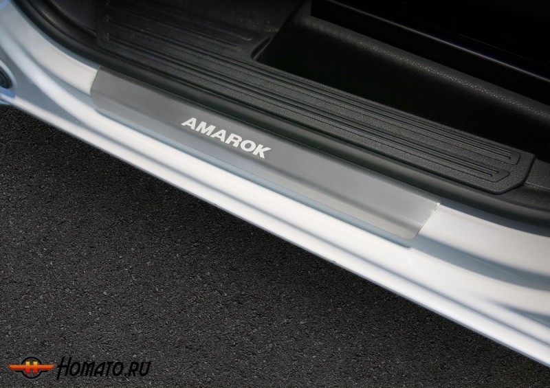 Накладки на пороги для Volkswagen Amarok 2016-2019 | нержавейка, Rival