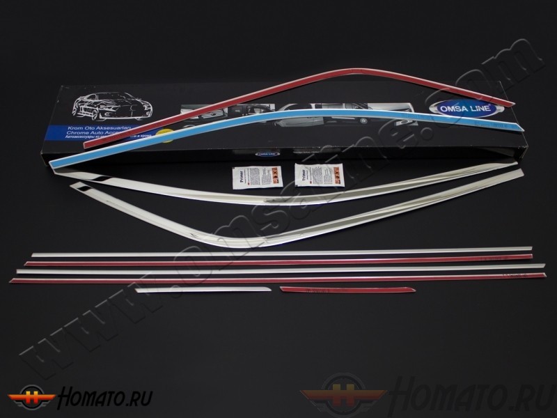 Окантовка на молдинги стекол для Hyundai i20 2013+ | нержавейка, 10 частей