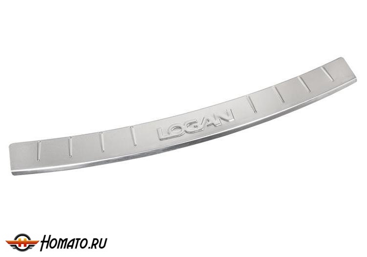 Накладка на задний бампер для Рено Логан 1 2009-2013 рестайл | зеркальная нержавейка