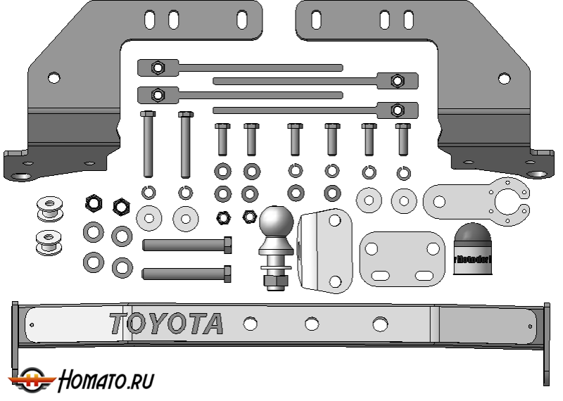Фаркоп Toyota Land Cruiser 200 2015-2021 | шар FE - оцинкованный, нагрузка 120/2000 | MOTODOR | 92517-FEN
