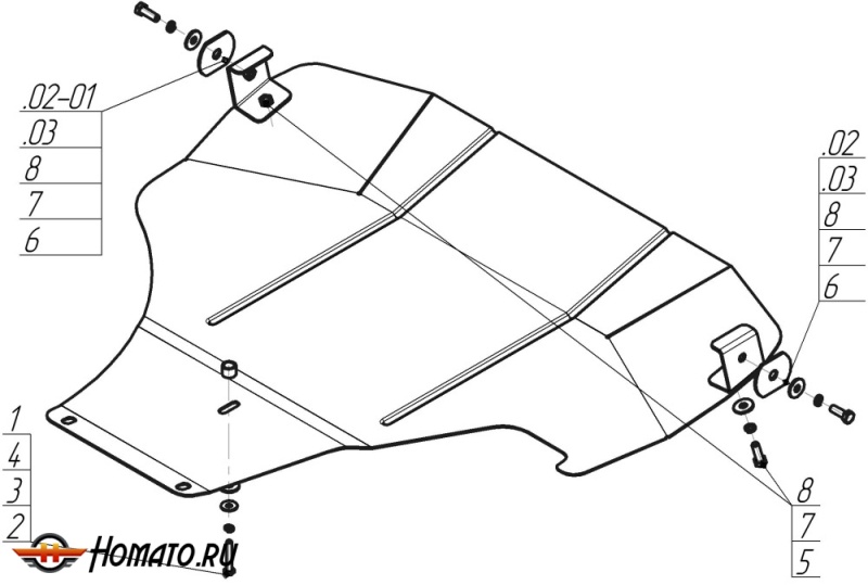 Защита картера Subaru Legacy 2006-2009 | двигатель, 2 мм, сталь | MOTODOR | 02223