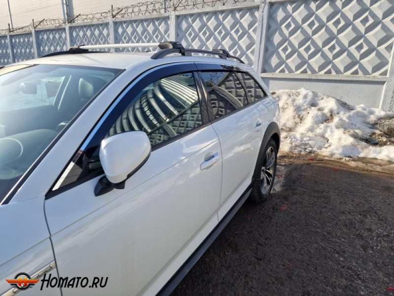 Дефлекторы Audi A4 (B9) 2015+ универсал / Allroad | с хром молдингом, из 6 частей, премиум, плоские, 2D