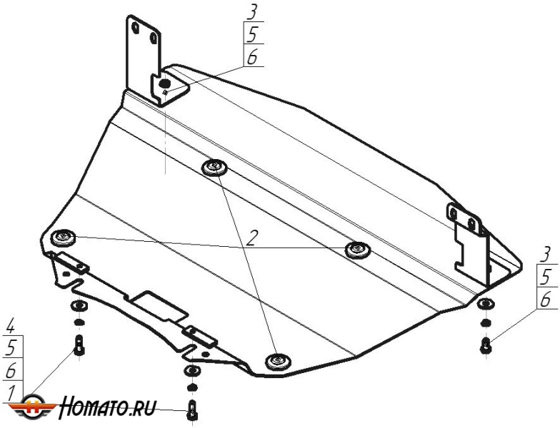 Защита картера BMW 5 (e60) 2007-2010 | радиатор, 2 мм, сталь | MOTODOR | 00222