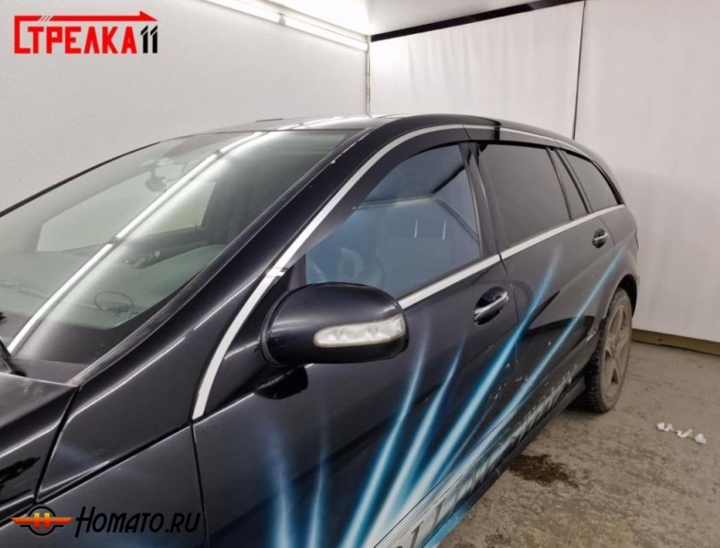 Дефлекторы Mercedes R-class (W251) 2005-2013 | премиум, плоские, 2D