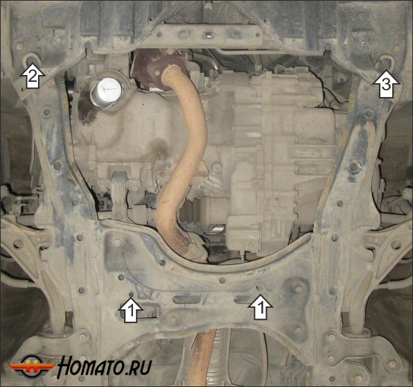 Защита картера Honda Stream 2005-2014 | двигатель + КПП, 2 мм, сталь | MOTODOR | 70811