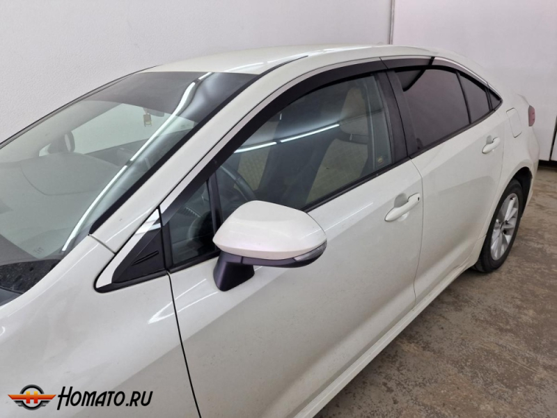 Дефлекторы Toyota Corolla (210) 2019+/2025+ | с хром молдингом, из 8 частей, премиум, плоские, 2D