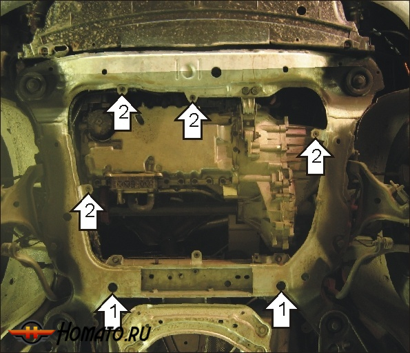 Защита картера Volvo S60 2000-2010 | двигатель + КПП, 2 мм, сталь | MOTODOR | 02611