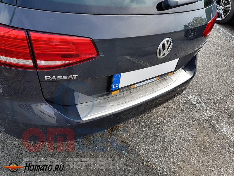 Накладка на задний бампер для VW Passat (B8) 2014+ | нержавейка (SW 3C)