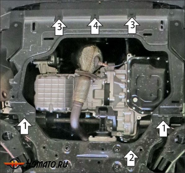 Защита картера DFSK 500 2024- | двигатель + КПП, 2 мм, сталь | MOTODOR | 78608