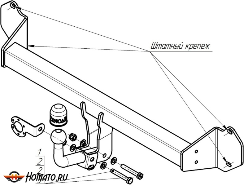 Фаркоп BMW X1 (f48) 2015-2022 | шар A - оцинкованный, нагрузка 75/1850 | ZincaR | ZB103A