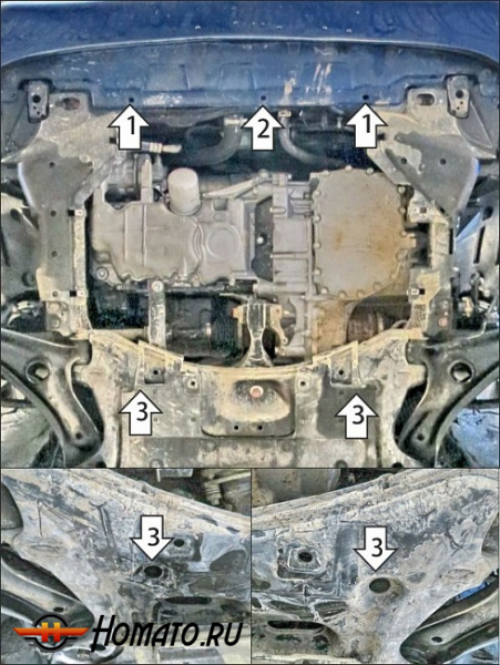 Защита картера Honda Freed 2 2016-2024 | двигатель + КПП, 2 мм, сталь | MOTODOR | 70819