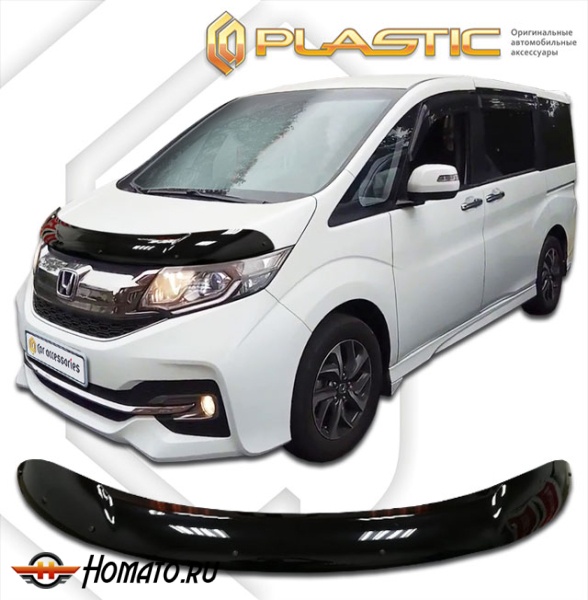 Дефлектор капота Honda Stepwgn 5 2015-2017 (RP1, RP2, RP3, RP4) | черный