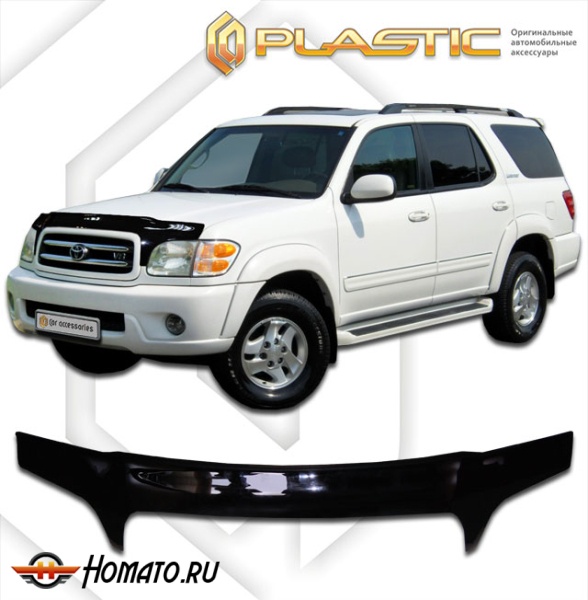 Дефлектор капота Toyota Sequoia 1 2000-2004 (UCK35, UCK45) | exclusive, черный