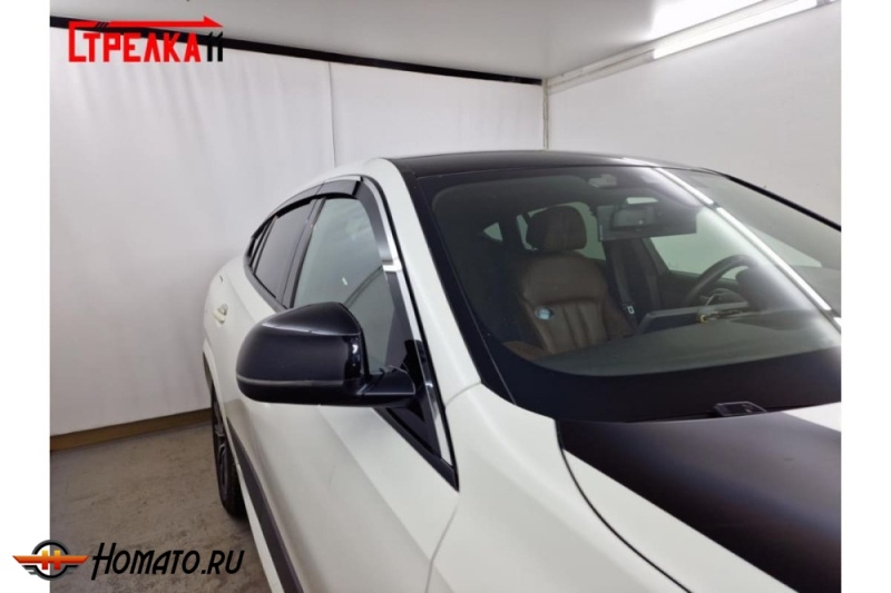 Дефлекторы БМВ Х6 G06 2019+ | с хром молдингом, из 6 частей, премиум, плоские, 2D