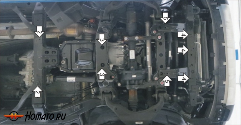 Защита картера Haval H9 2017-2024 | двигатель + радиатор + КПП + передний дифференциал + раздатка, 3 мм, сталь | MOTODOR | 13114