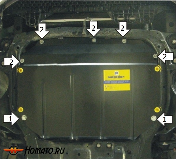Защита картера Hyundai Elantra 2006-2010 | двигатель + КПП, 2 мм, сталь | MOTODOR | 70919