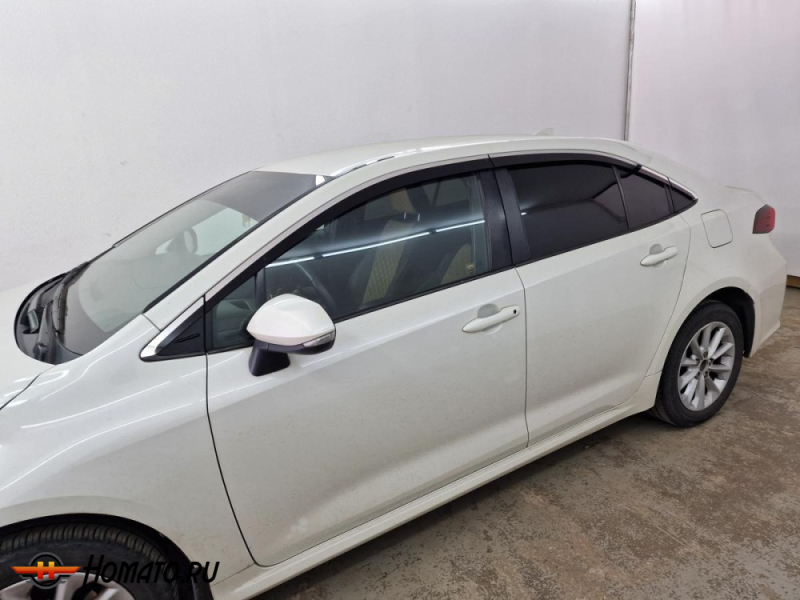 Дефлекторы Toyota Corolla (210) 2019+/2025+ | с хром молдингом, из 8 частей, премиум, плоские, 2D