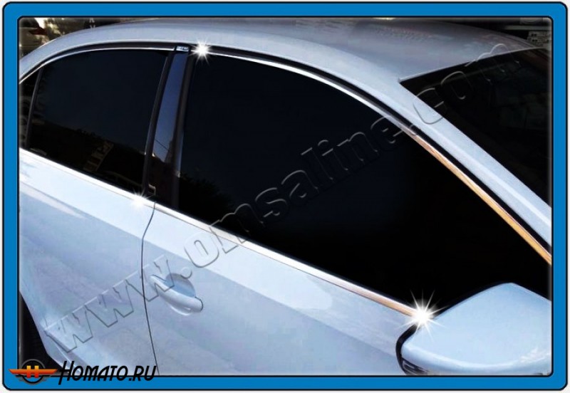 Верхние и нижние молдинги стекол «окантовка», нержавейка, 12 частей для VW Jetta VI 2011+