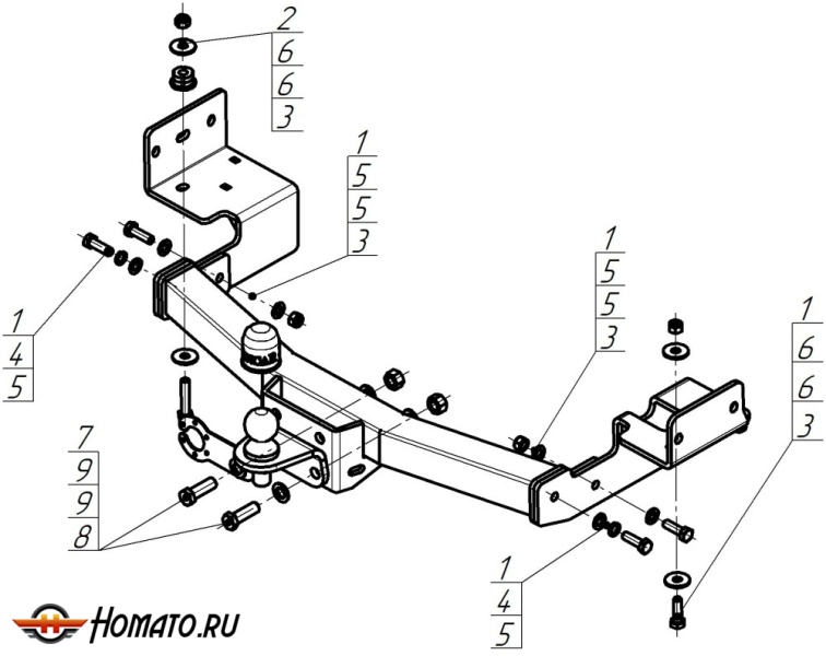 Фаркоп Mitsubishi Pajero Sport III 2016-2021 | шар FE - оцинкованный, нагрузка 100/2000 | ZincaR | ZM303FE