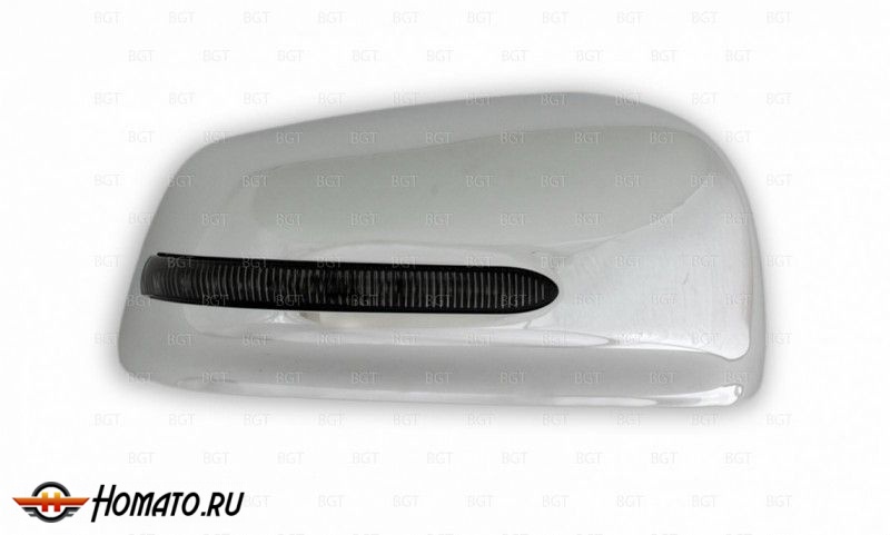Хромированные крышки на зеркала для Mitsubishi Lancer X со светодиодными повторителями поворотов