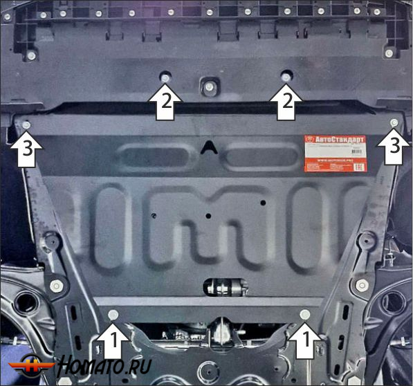 Защита картера Лада Искра | двигатель + КПП, 1.5 мм, сталь | АвтоСтандарт | 52101