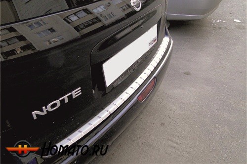 Накладка на задний бампер для Nissan Note (2005-2013) | нержавейка, с загибом