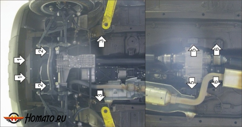 Защита картера Chevrolet Niva 2002-2009 | двигатель + КПП + раздатка, 2 мм, сталь | MOTODOR | 03006