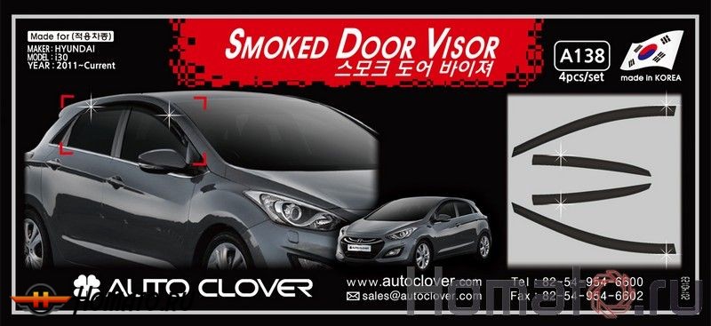 Дефлекторы окон Autoclover «Корея» для Hyundai i30 HB 2012+