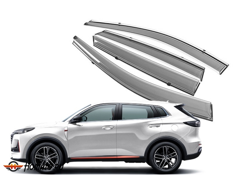 Премиум дефлекторы окон для Чанган Юни С | с молдингом из нержавейки