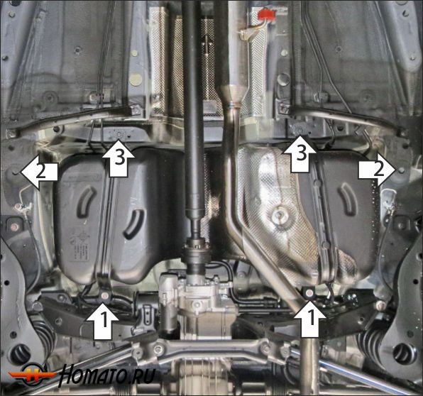 Защита картера Haval H3 2024- | топливный бак, 2 мм, сталь | MOTODOR | 73109