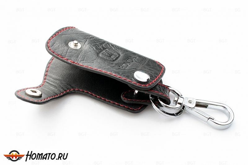 Чехол для ключа Honda «Брелок», Кожаный, Цвет нити: Красный