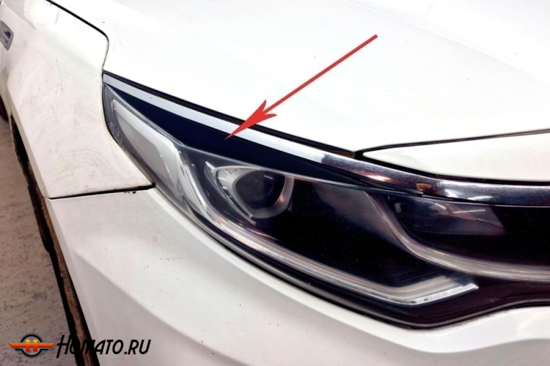 Накладки на фары для Киа Оптима 4 2014-2020 | 2 штуки, декор