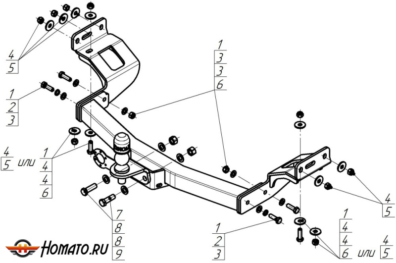 Фаркоп Mitsubishi Pajero Sport III 2021- | шар FE - оцинкованный, нагрузка 100/2000 | ZincaR | ZM302FE