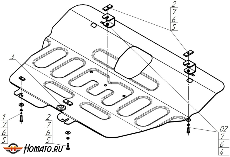 Защита картера Soueast S09 2024- | двигатель + КПП, 2 мм, сталь | MOTODOR | 79011