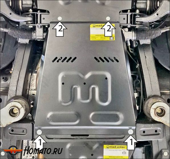 Защита картера KGM Rexton | КПП, 2 мм, сталь | MOTODOR | 72806