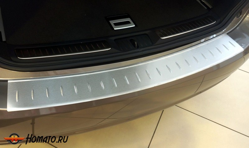 Накладка на задний бампер для Porsche Macan 2013+ | матовая нержавейка, с загибом